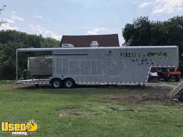 2008 Wells Cargo Loaded Gooseneck 8' x 38' BBQ Concession Trailer with Porch