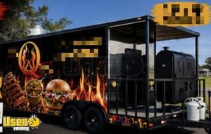 Turnkey - 2025 8.5' x 18' Barbecue Kitchen Concession Trailer w/ 6' Porch + Pro Fire System
