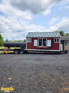 High-Output 34' Red Barn Style BBQ Concession Trailer + Mobile Commercial Smoker