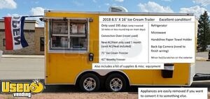 2018 - 8.5   x 16   Mobile Ice Cream Concession Trailer with Lots of Supplies