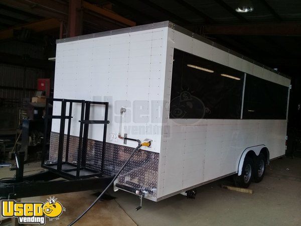 Used 2018 8.5' x 20' BBQ & SeaFood Concession Trailer w/ Smoker