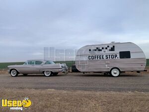 2019 Retro RV Conversion Coffee Trailer with Restroom and a 1957 Cadillac Deville
