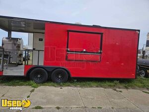 Fully Loaded 2021 - 14' Barbecue Food Concession Trailer with Smoker on Porch