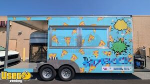 2020 7.5' x 18' Wood Fired Pizza Oven Concession Trailer w/ Solar Power and Porch