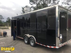 2019 8.5' x 8' Enclosed Barbecue Kitchen Concession Trailer with Smoker + Pro Fire System