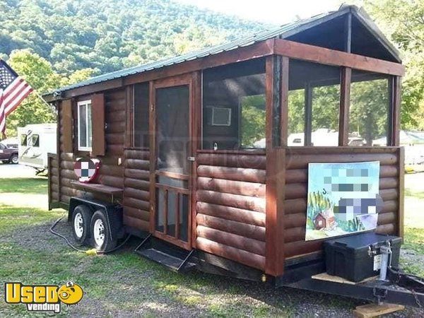 2002 Log Cabin BBQ Concession Trailer / Used Barbecue Pit with Porch