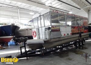 26' Pontoon Pizza Concession Boat with Restroom / Floating Pizza Vending Unit