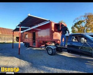 BBQ Concession Trailer w/ 15 Rack Rotisserie Cook Shack Smoker