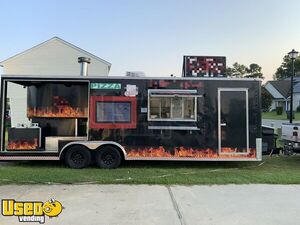 LOADED 2016 - 28' Propane & Wood-Fired Brick Oven Pizza Trailer with Porch