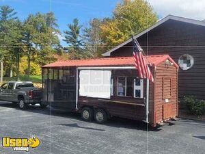 Log Cabin Style Food Concession Trailer with Screened Smoker Porch