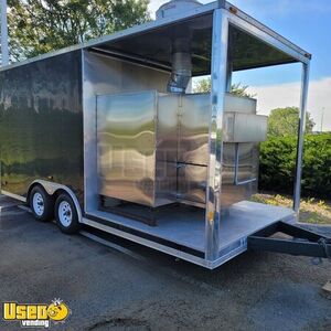 High Output 18' Barbecue Food Trailer with Large Rotisserie Smoker