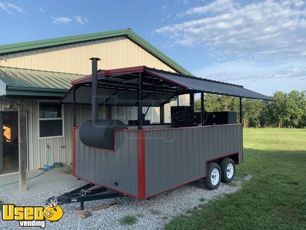 Covered 8.5' x 14 Loaded Competition BBQ Smoker Trailer with