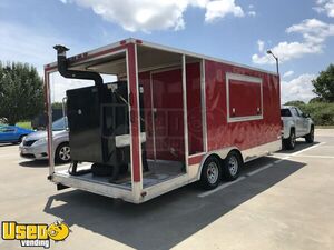 Like New 2016 - 8' x 20' Wow Enclosed Barbecue Food Trailer | Mobile BBQ Unit with Porch