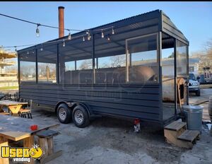 2019 8' x 24' 1000 Gallon Mill Scale Smoker Trailer Open Screened Barbecue Food Trailer