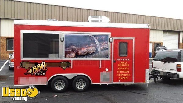 2014 BBQ Catering Food Concession Trailer with Enclosed Smoker Porch