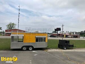 20' Barbecue Concession Trailer w/  Towable Commercial Open BBQ Smoker Trailer