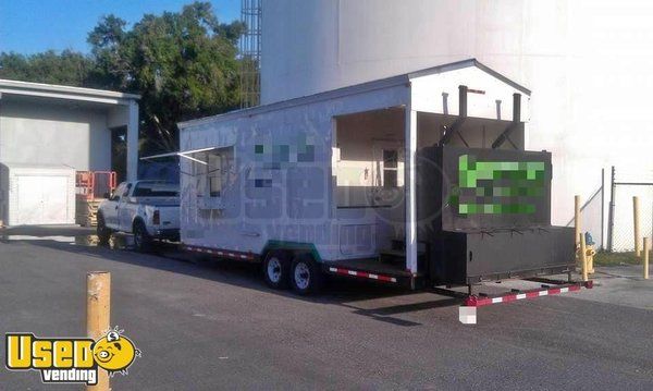 Used BBQ Smoker Food Concession Trailer with Porch