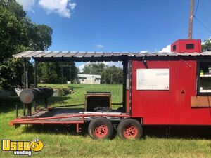 BBQ Pit Rig Home Built Concession Trailer with Porch/ Mobile Barbecue Unit