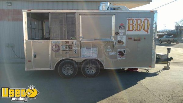 2015 - 8' x 16' Freedom BBQ Concession Trailer with 4' Screened Porch and Pit