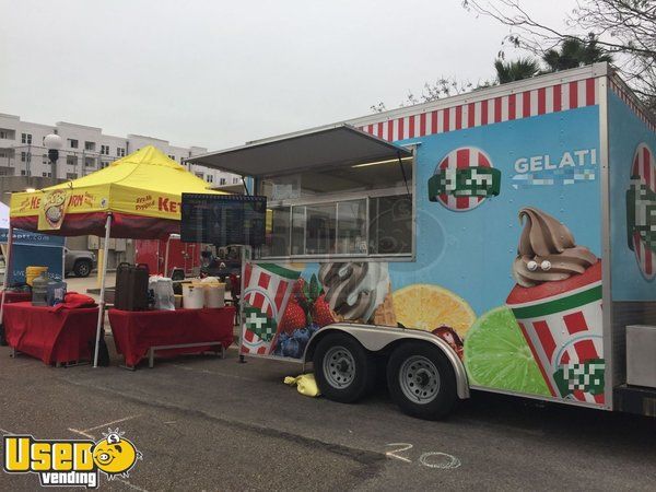 2014 - 7' x 16' Italian Ice and Soft Serve Custard / Ice Cream Concession Trailer