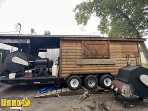 2010 8' x 26' Southern Yankee Log Cabin Style BBQ Concession Trailer w/ Rotisserie Smoker