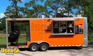 Custom Built 2018 - 8.5' x 22' Barbecue Food Trailer with Smokers on Back Porch