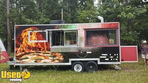 2017 8' x 18' Wood Fired Pizza Concession Trailer with Fire Suppression System