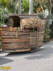 One-of-a-Kind   5' x 10' Handcrafted Tiki Boat Trailer Bar Lounge