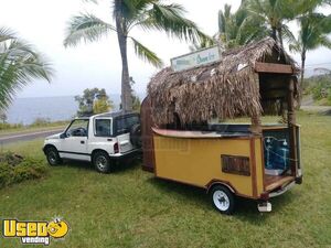 One of a Kind Tiki Hut Style Shaved Ice Concession Trailer / Eye-Catching Snowball Stand