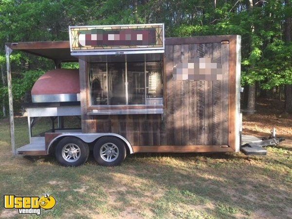 2013 8' x 16' Brick Oven Pizza Concession Trailer w/  Porch