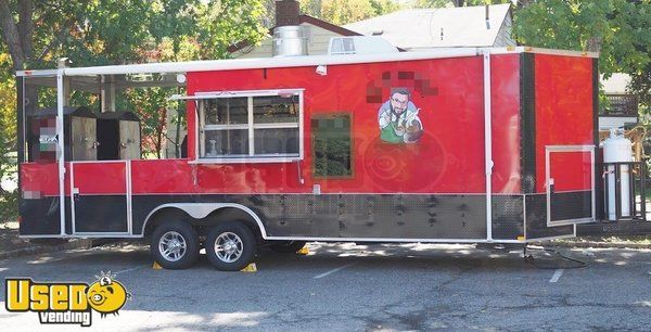 2016 - 8.5' x 24' Pitmaker Barbecue Concession Trailer with Porch and Truck