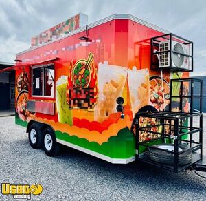 2025 - 8.5' x 16' Kitchen Food Concession Trailer with Pro Fire System