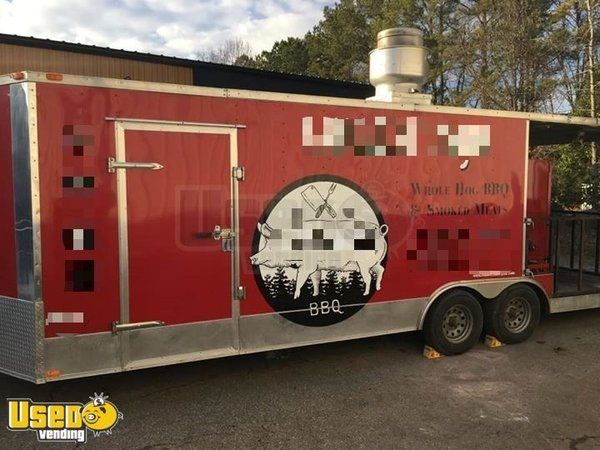 8' x 28' BBQ Concession Trailer with Porch / BBQ Pit in Great Shape