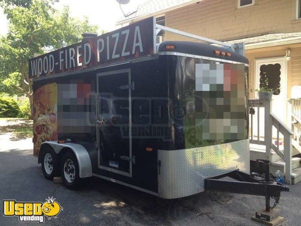 2012 - 14' Haulin Dual Axle Pizza Concession Trailer with Wood-Fired Oven