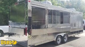 All Stainless Steel 2019 - 24' Licensed and Permitted Mobile Kitchen Food Trailer with Porch