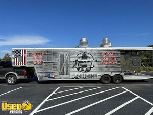 LOADED 2008 Wells Cargo 8.5' x 38' BBQ Smoker Concession Trailer w/ FULL KITCHEN & Open Porch