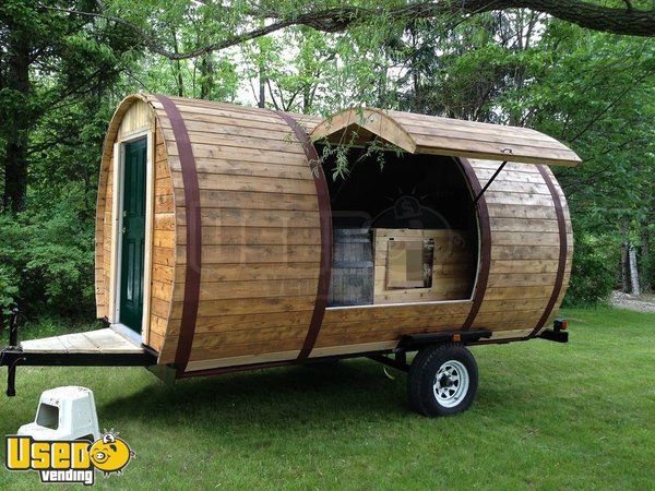 8.5' x 18' Handmade Wooden Barrel Concession Trailer