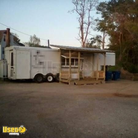 Used 8' x 30' BBQ Concession Trailer with Porch / Ready to Go Barbecue Pit