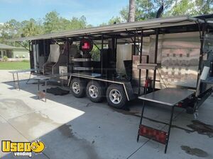 Unique 2017 8' x 36' Triple Axle BBQ Smoker & Corn Roaster Rig Party Catering Concession Trailer