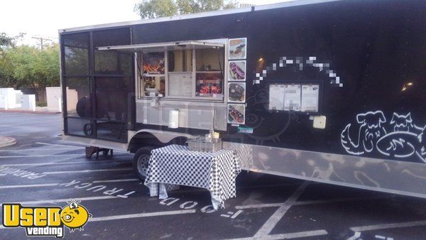 Well-Kept 2017 8' x 27' Barbeque Concession Trailer with Porch / Used  BBQ Rig