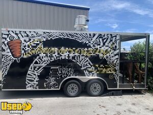 2019 - 8.5' x 18' Mobile Kitchen Gyros / BBQ Food Concession Trailer with 4' Porch