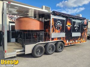 2021 8.5' x 28' Wood Fired Pizza Oven Kitchen Concession Trailer w/ Porch +  Pro Fire System
