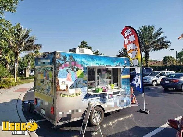 Very Clean 2017 - 7' x 12' Russell Snowball Shaved Ice Concession Trailer