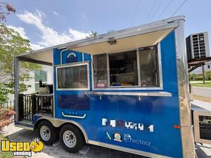 2021 8.5' x 14' Barbecue Food Concession Trailer with Fire Suppression & Porch