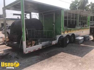 2020 8.5' x 32' BBQ Concession Trailer with Porch & 1992 GMC Diesel Truck
