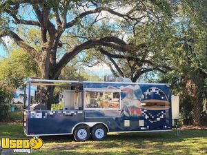2022 8.6' x 24' Barbecue Kitchen Food Concession Trailer with Porch and 5' Smoker