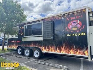 2021 8.5' x 23' Barbecue Food Concession Trailer with Fire Suppression and 6' Porch