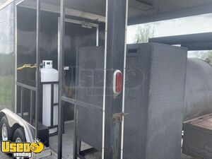 2015 8.5' x 25' Barbecue Food Concession Trailer with Fire Suppression & Porch