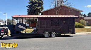 Versatile - 8' x 18' Barbecue Food Concession Trailer with Porch Mobile Vending Unit