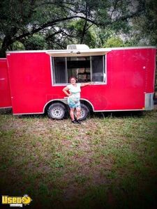 Used Once 2019 - 7.5' x 16' Food Concession Trailer/ Mobile Unit with Pro-Fire